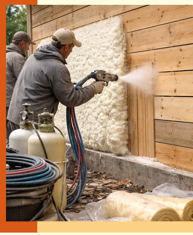Утепление деревянного дома пенополиуретаном в Ступино