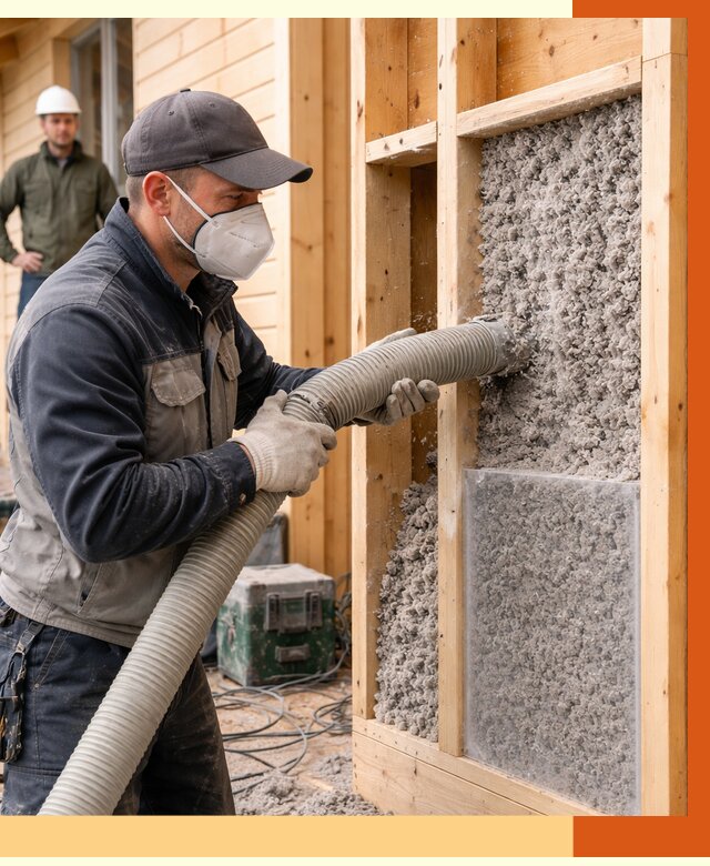 Утепление дома из бруса эковатой в Ступино от 1923 руб/м2 | ТепломастерСтп