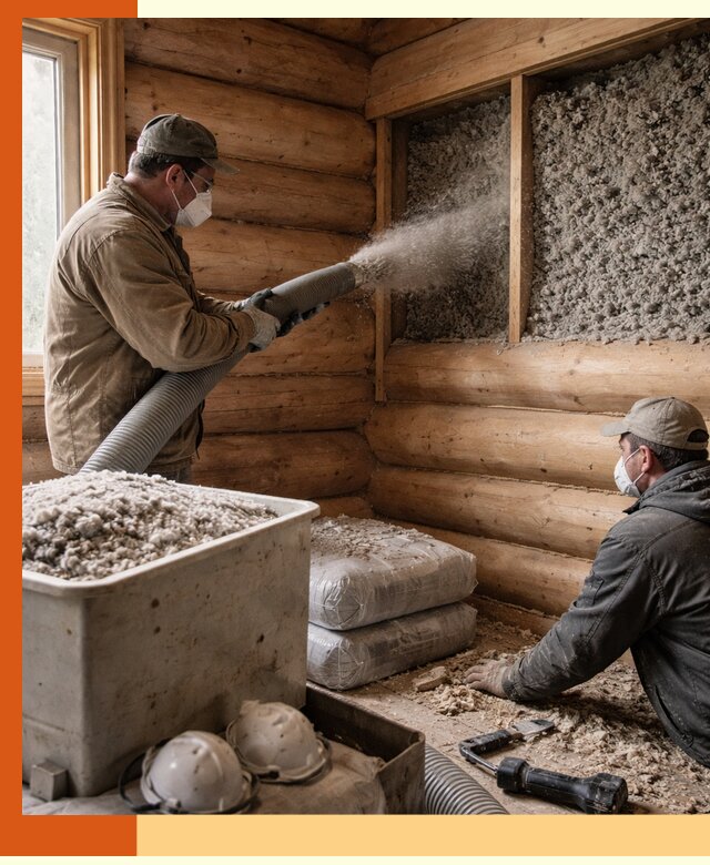 Утепление дома из бруса эковатой в Ступино