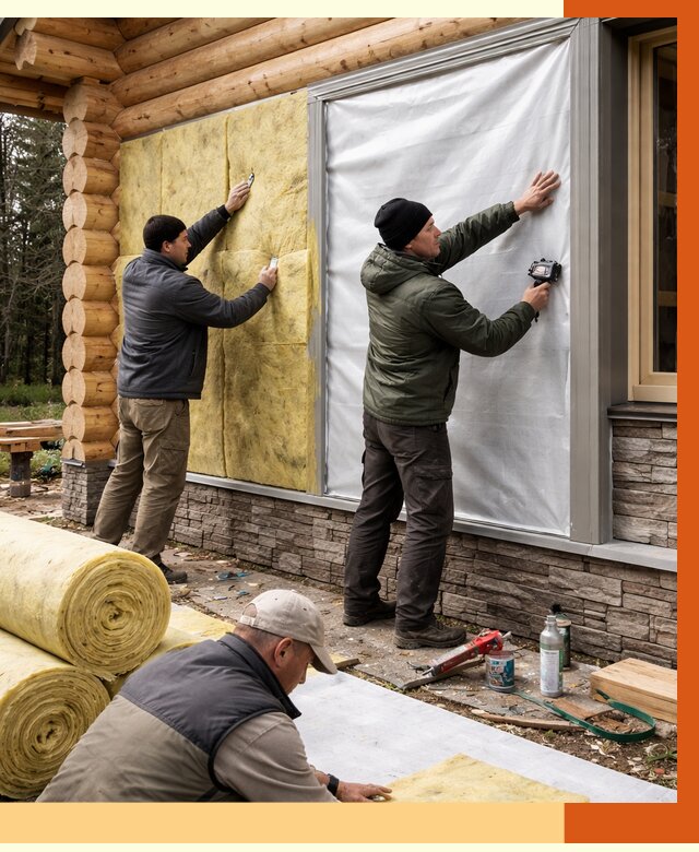 Утепление бревенчатого дома в Ступино от 7951 руб/м2 — заказать под ключ | ТепломастерСтп