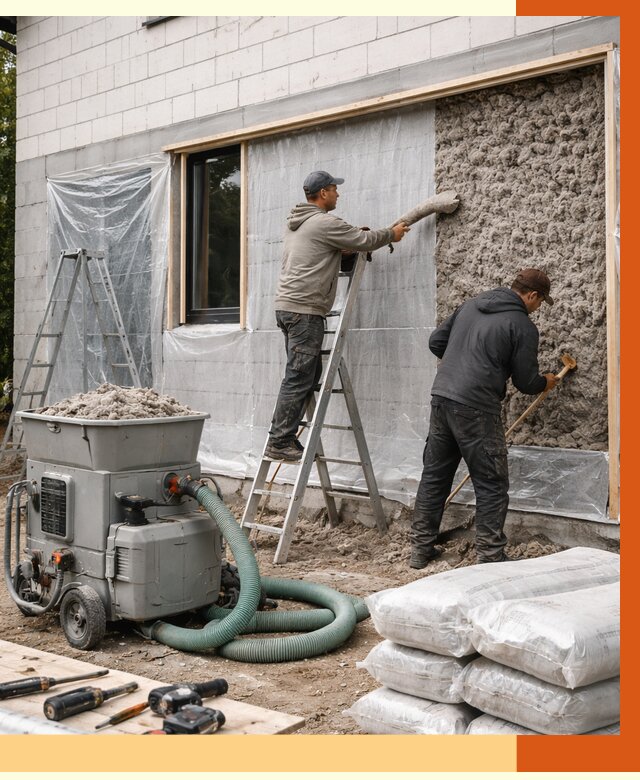 Утепление дома из газобетона эковатой в Ступино от 4677 руб./м2 | ТепломастерСтп