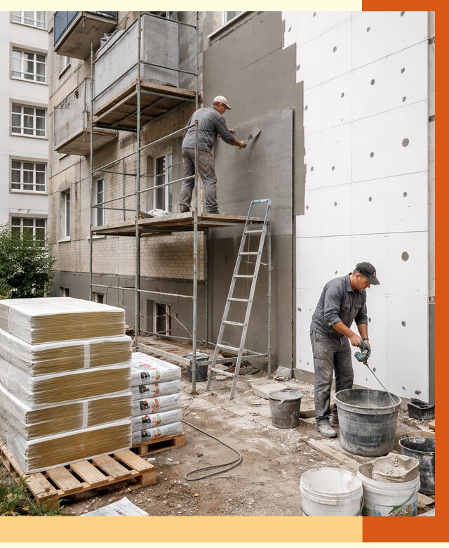 Утепление квартиры снаружи в Ступино от 6392 руб/м2 под ключ | ТепломастерСтп