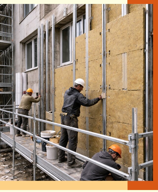 Утепление вентилируемого фасада в Ступино от 5821 руб/м2 — монтаж и утепление вентфасад | ТепломастерСтп