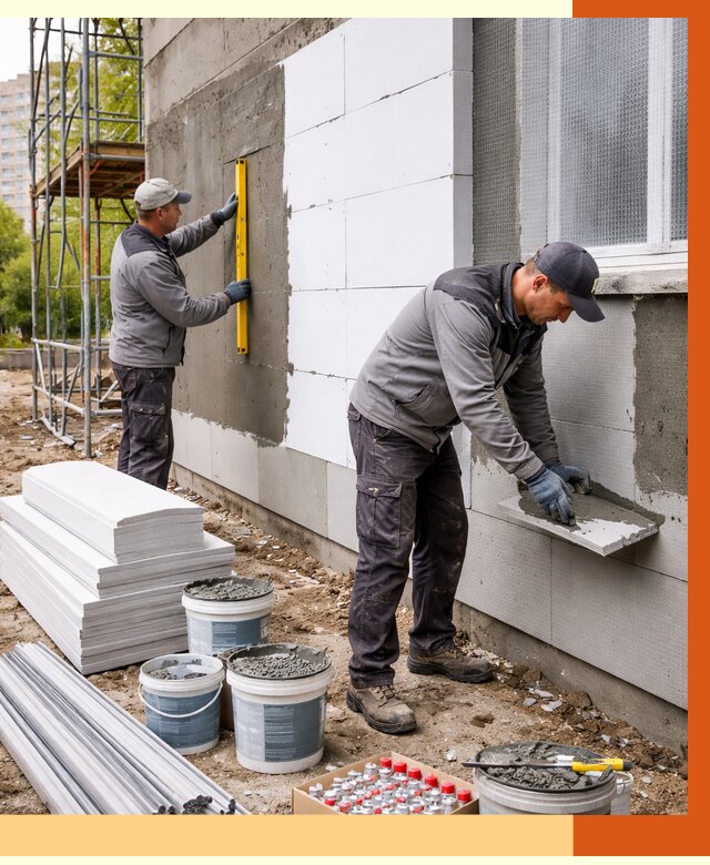 Утепление фасада и стен снаружи в Ступино от 4365 руб. | ТепломастерСтп