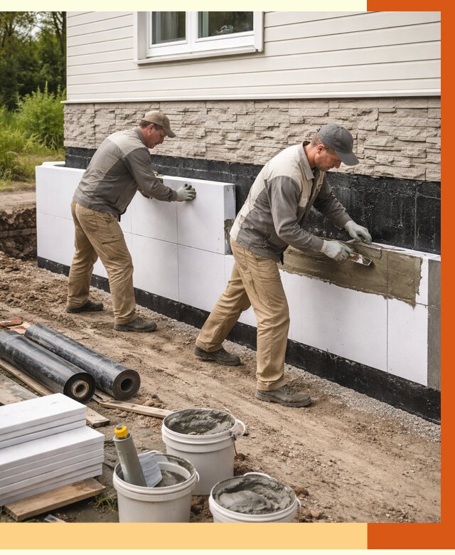 Утепление фундамента снаружи в Ступино от 4365 руб. за м² | ТепломастерСтп