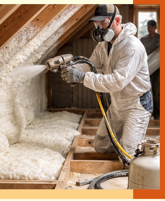 Утепление чердака ППУ в Ступино от 8960 руб./м2 — услуга под ключ | ТепломастерСтп