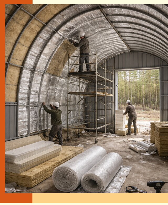 Утепление арочного ангара под ключ в Ступино