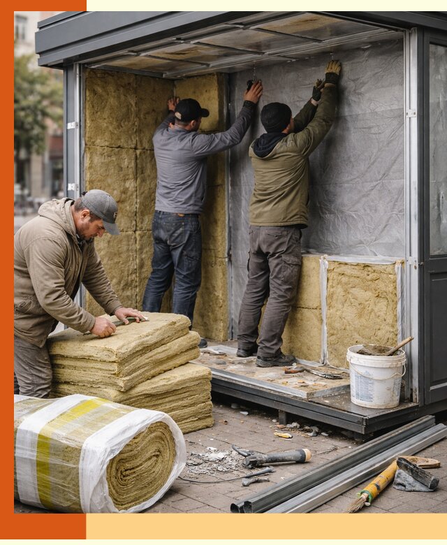 Утепление павильона шаурмы под ключ в Ступино