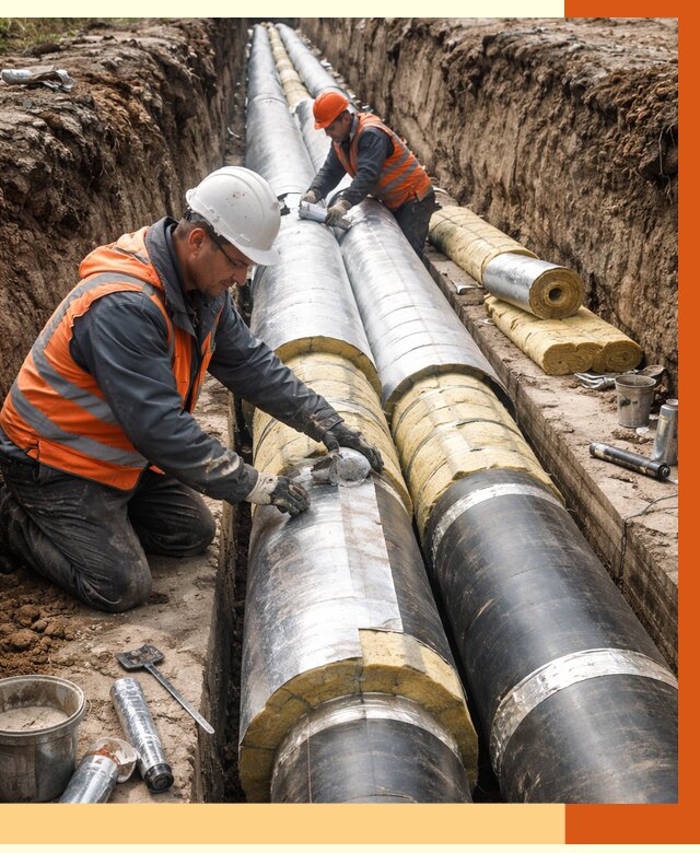 Утепление теплотрассы в Ступино от 4677 руб./м2 — ппу и комплексная изоляция | ТепломастерСтп