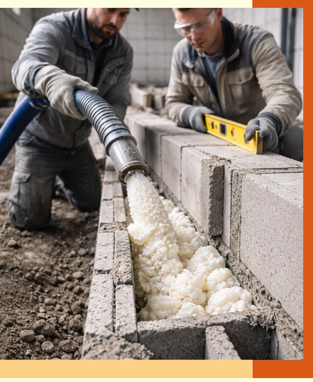 Заполнение колодцевой кладки ППУ в Ступино от 4365 руб. за м2 | ТепломастерСтп