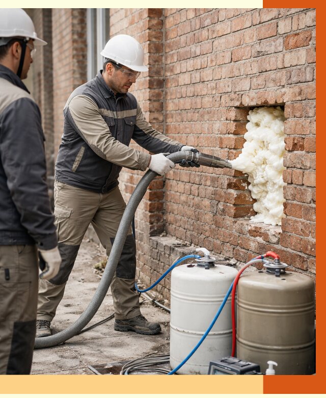 Заливка ППУ в пустоты кирпичной стены в Ступино от 2858 руб. | ТепломастерСтп