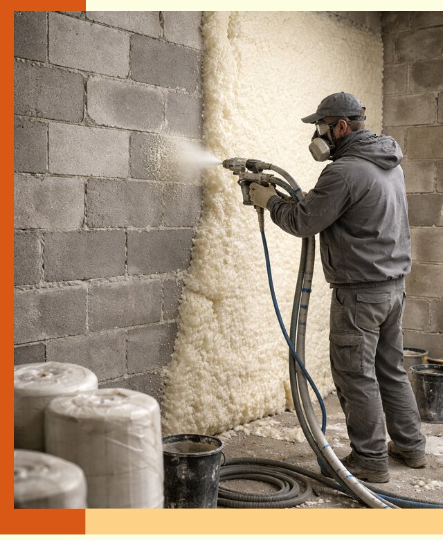 Утепление блочной стены ППУ в Ступино качественно и надёжно