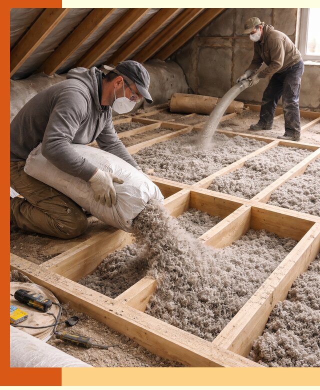 Заполнение полостей чердачного перекрытия в Ступино качественно и надёжно