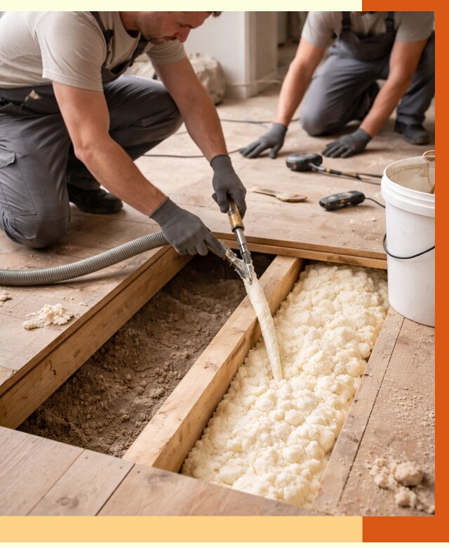 Заполнение пустот пола в Ступино от 2806 руб. — утепление пустот пола под ключ | ТепломастерСтп