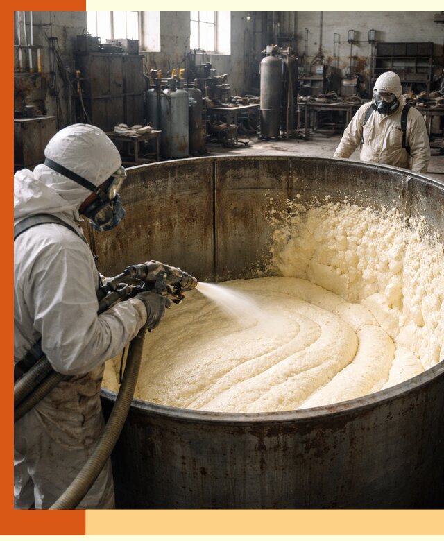 Заливка ппу в емкости с полной изоляцией и герметизацией в Ступино