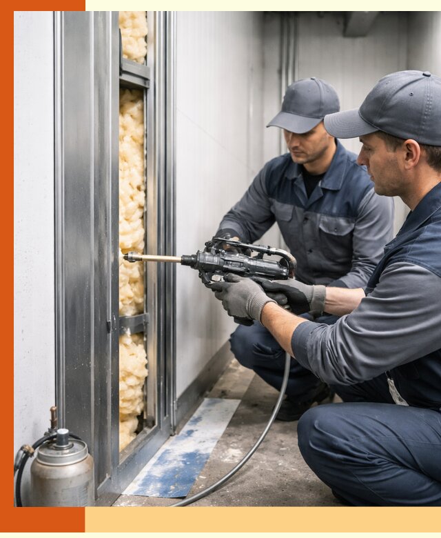 Заполнение пустот холодильных панелей в Ступино специализированной пеной