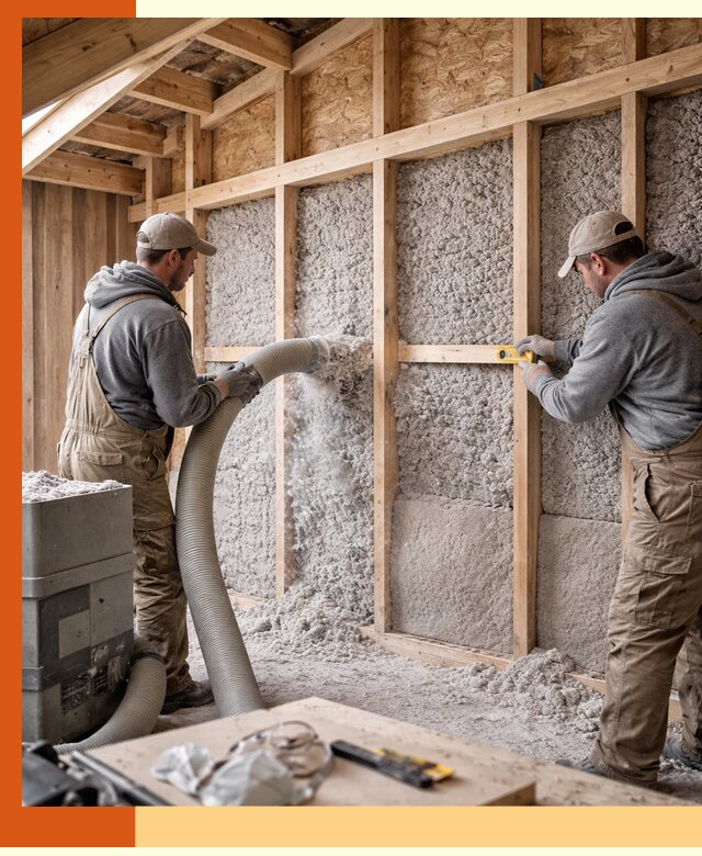 Утепление эковатой стен, потолков и перекрытий в Ступино