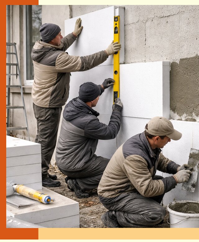 Утепление пенопластом наружных стен и фасадов в Ступино