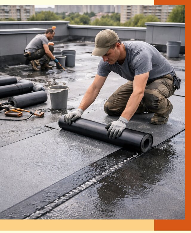Гидроизоляция плоской кровли в Ступино от 4677 руб./м2 — профессионально | ТепломастерСтп