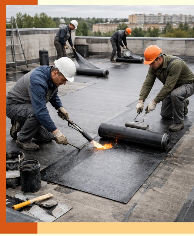 Профессиональная гидроизоляция плоской кровли в Ступино