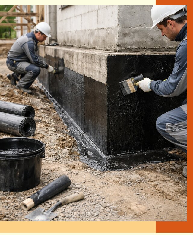 Гидроизоляция фундамента в Ступино от 1299 руб. — профессионально, под ключ | ТепломастерСтп