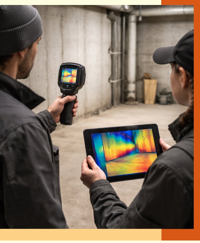 Тепловизионное обследование подвала в Ступино от 4677 руб. — проверка гидроизоляции | ТепломастерСтп