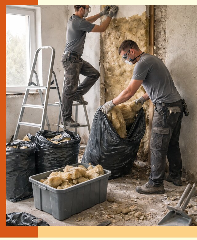 Демонтаж старого утеплителя и вывоз отходов в Ступино