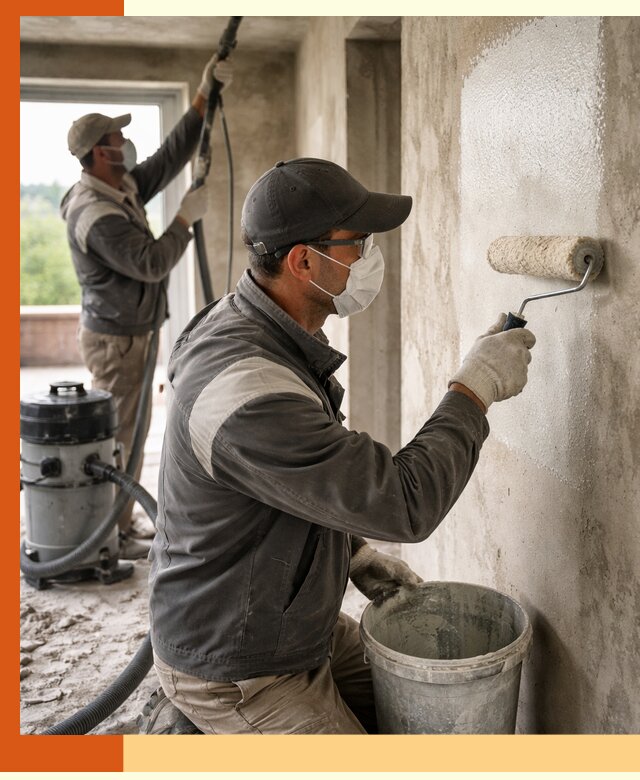 Подготовка поверхности под напыление утеплителя в Ступино