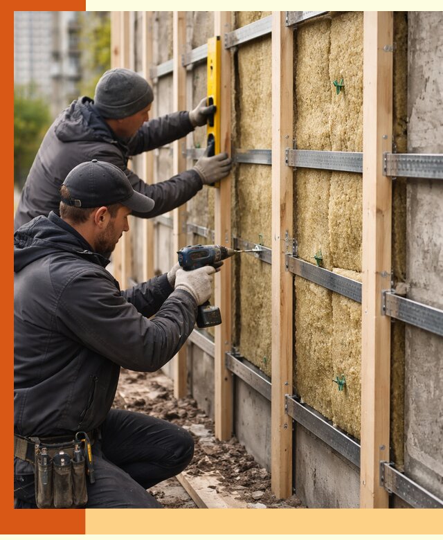 Монтаж обрешетки под утепление зданий и квартир в Ступино